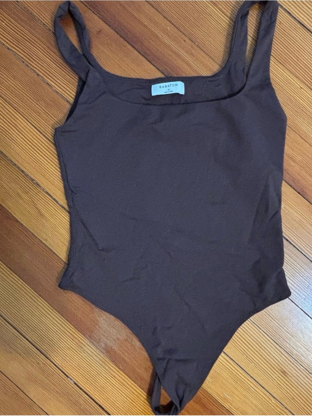 Aritzia Babaton Chocolate Brown Square Neck Bodysuit